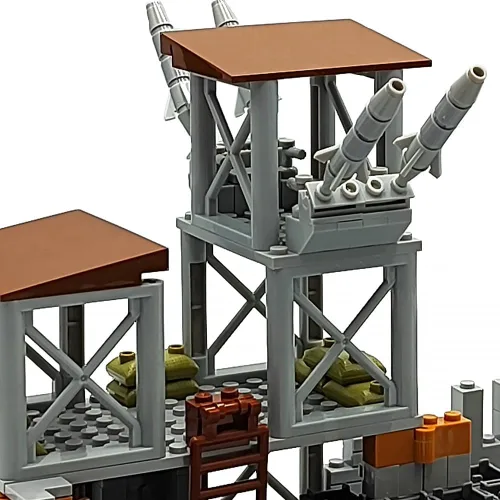 Vista 8 de Conjunto de bloques de construcción de base militar ZHX para accesorios de guerra de minifiguras del ejército, torre de guardia de base de defensa