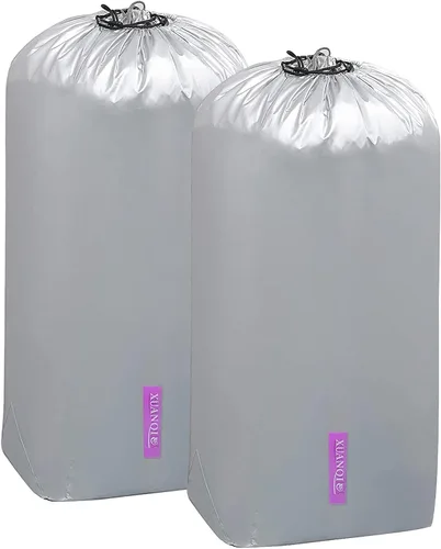 Vista 9 de Bolsa de lavandería de viaje extra grande con cierre de cordón, bolsas de almacenamiento de mantas de 130 litros, lavable a máquina, bolsa