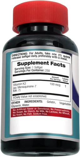 Vista 9 de FITO MEDIC'S Laboratorio Vitamina k2 Suplemento vitamínico k2 Vitamina k 250 cápsulas blandas 100 mcg