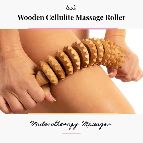 Vista 2 de Tuuli Accesorios - Rodillo de masaje de madera Flexi, rodillo corporal multifuncional para celulitis, tensión muscular y apoyo a la salud