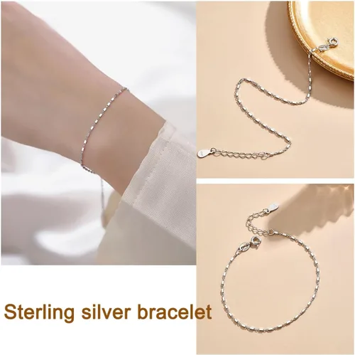 Vista 3 de ERLOSYA Pulseras de plata de ley para mujerdijes de cadena de plata 925 para adolescentes y niñaspulsera de plata ajustable delicada joyería regalo