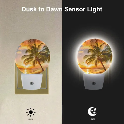 Vista 3 de EKOBLA Luz nocturna enchufable para la playa, luz nocturna LED de verano y palmera con sensor automático para decoración del hogar Hawaii Playa