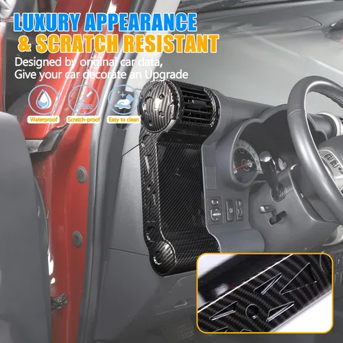 Vista 4 de Panel decorativo de marco de salida de aire lateral de tablero de automóvil ABS para Toyota FJ Cruiser (XJ10) 2007-2022, kit de ventilación de aire