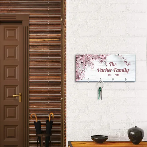Vista 6 de Llavero personalizado para pared, colgador de llaves personalizado con apellido 12 diseños, 8 opciones de fondo Regalos de inauguración