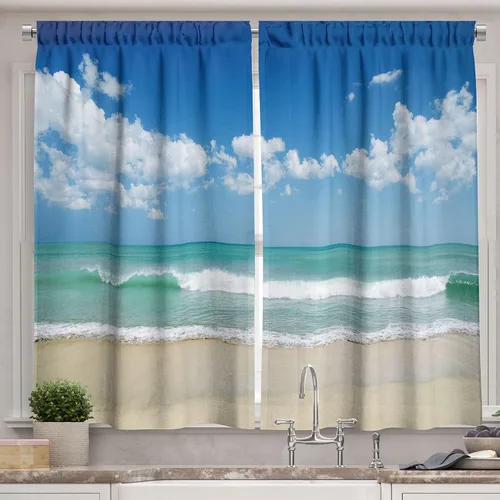 Vista 16 de Ambesonne Cortinas rústicas de cocina, recetas temáticas de verduras para chef, tablones de madera rústica, imagen de arte, cortinas de ventana