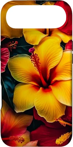 Vista 27 de Hawaiian Tropical Yellow Red Hibiscus Plumeria Case for iPhone 17