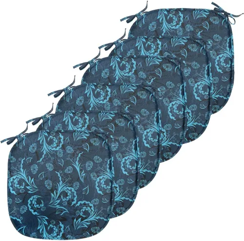 Vista 130 de Ambesonne Cojín de asiento para silla de flores, detalles florales con hojas y remolinos, estampado artístico romántico y vívido y vibrante
