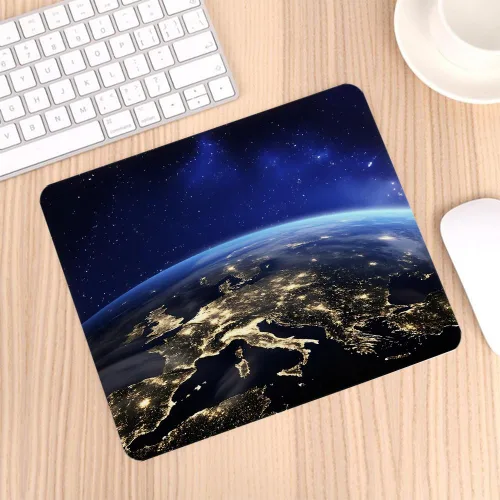 Vista 3 de Earth from Space Europe - Alfombrilla de mouse de goma antideslizante para computadoras, laptop, oficina, hogar, rectangular, personalizable, 9.5 x