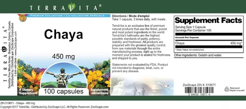 Vista 3 de Chaya - 450 mg (100 Cápsulas, ZIN: 519671) - Paquete de 3