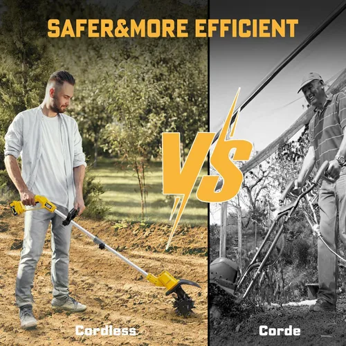 Vista 7 de Cultivador sin cable compatible con batería Dewalt 20V (solo herramienta), cultivador de jardín eléctrico con 360 RPM, ancho de labrado de 9