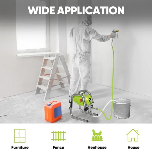 Vista 8 de Pulverizador de pintura sin aire de 1200 W, pistola pulverizadora de pintura de alta eficiencia de 3300 PSI, sin adelgazamiento, con varilla