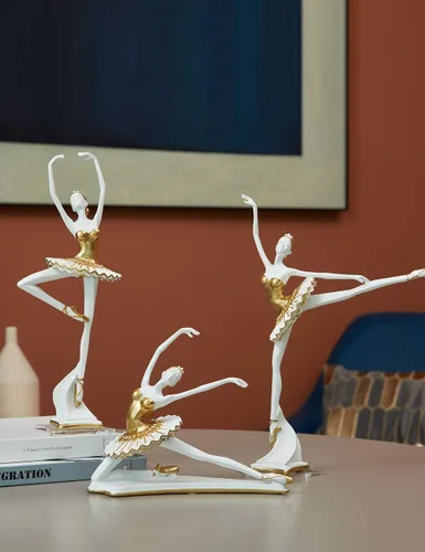 Vista 4 de HAUCOZE Estatua de bailarina de bailarina, escultura de yoga, decoración moderna del hogar, regalo para sala de estar, oficina, poliresina de 8.3