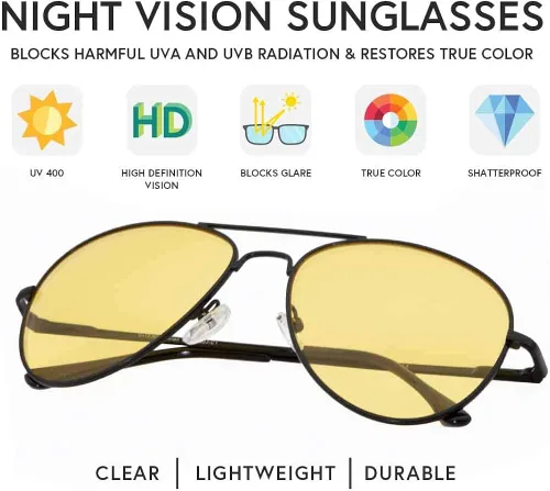 Vista 3 de VITENZI gafas de sol de conducción visión nocturna gafas de sol aviador piloto Milán