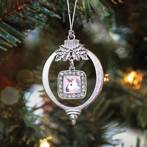 Vista 93 de Inspired Silver - Nana púrpura - Adorno de Navidad plateado - Adorno cuadrado para árbol de Navidad con circonita cúbica - Decoración colgante