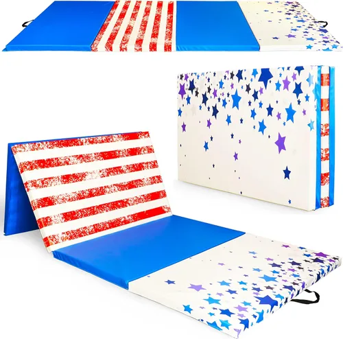 Vista 12 de BalanceFrom 10x4 Feet 4-Panel Folding Gymnastics Mat – 2-Inch Thick Pad with Vinyl Surface and Carrying Handles for Tumbling, Yoga, Pilates, Home
