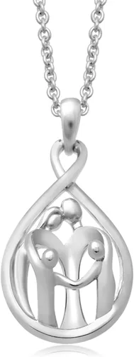 Vista 9 de Jewelili 925 Sterling Silver Family Pendant Necklace for Women