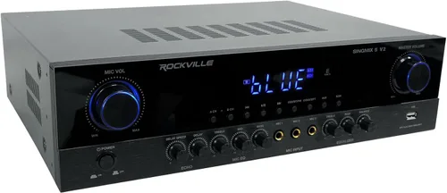 Vista 2 de Rockville SINGMIX 5 V2 2000w amplificador y mezclador Bluetooth para karaoke/pro/hogar