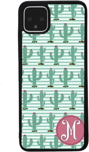 Vista 3 de Desert Cactus Plant - Funda de goma negra con inicial personalizada compatible con Google Pixel 10, 10 Pro, 10 Pro XL, 9a, 9 Pro, Pixel 9, Pixel 9