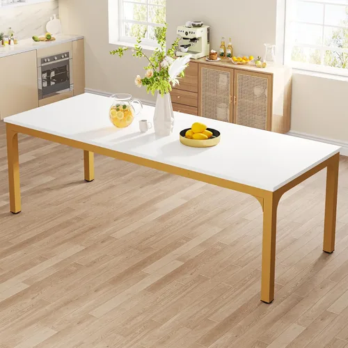Vista 10 de Tribesigns Mesa de comedor negra para 6-8 personas, mesa rectangular grande de 78 pulgadas para comedor, 78.7 x 27.5 x 29.5 pulgadas (solo mesa)