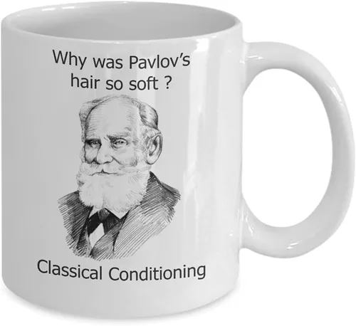 Vista 2 de Tazas divertidas de psicología – ¿Por qué el cabello de Pavlov era tan suave? – Regalos ideales para psicólogos de 11 onzas, MUG-R8OFN8MBLZ-11