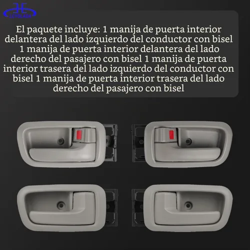 Vista 6 de Juego de 4 tiradores para puerta interior con bisel (gris claro) Compatible con Toyota Tundra 2000-2006 (solo cabinas estándar/extendidas), lado