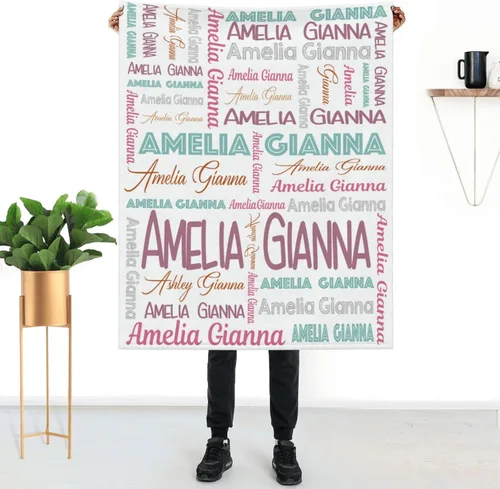 Vista 2 de Mantas de bebé personalizadas para niñas y niños, mantas de bebé personalizadas con nombre para niños y niñas, regalos personalizados para bebés