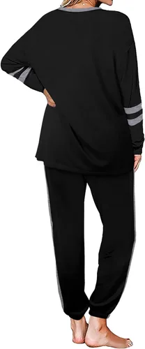Vista 90 de Aloodor conjunto deportivo de 2 piezas para mujer, con sudadera con cuello redondo, sin botones