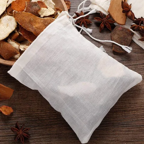 Vista 4 de Paquete de 36 bolsas de muselina de especias con cordón, bolsas de algodón natural sin blanquear de 3 x 4 pulgadas para café, té, hierbas, bolsitas