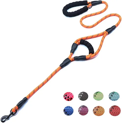 Vista 9 de Love Dream Correa para perro de 5 pies de largo con 2 cómodas asas acolchadas, hilos reflectantes con doble asa para control de seguridad, correa