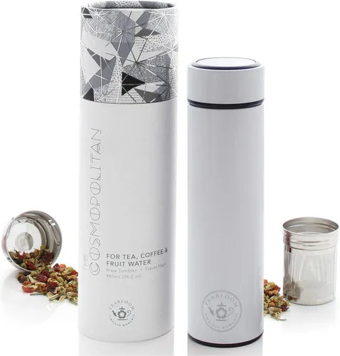 Vista 11 de Teabloom - El vaso y termo de viaje ORIGINAL All-Brew El favorito de OPRAH Botella de agua aislada de 16oz/480ml / frasco de té / taza de café