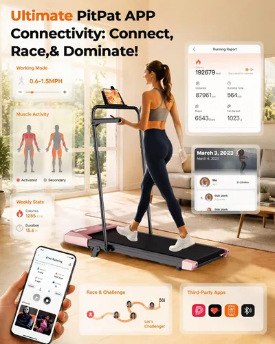 Vista 5 de Superun Walking Pad with 6% Incline, 3 in 1 Portable Treadmill for Home Metallic Black
