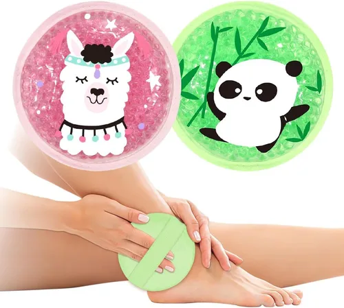 Vista 9 de Paquete de 2 paquetes de hielo de gel para lesiones, lindos paquetes de gel frío y caliente reutilizables para aliviar el dolor de fiebre, muelas