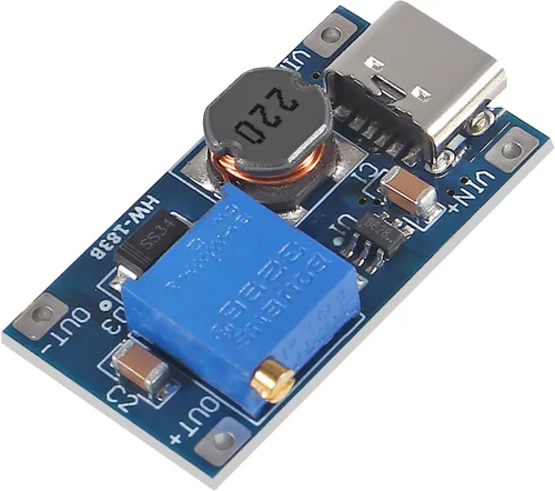 Vista 4 de AITRIP 10 Piezas Convertidor Boost DC-DC Tipo-C MT3608 2A Módulo Ajustable Regulador de Voltaje de la Placa Voltaje de Entrada 2 Volt-24 Volt a 5