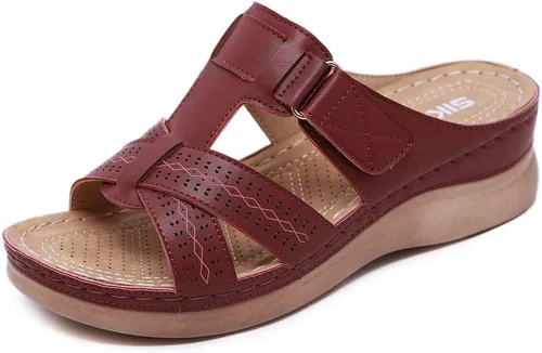 Vista 4 de Sandalias ortopédicas para mujer con soporte de arco correas ajustables, puntera abierta, plataforma, zapatos para caminar