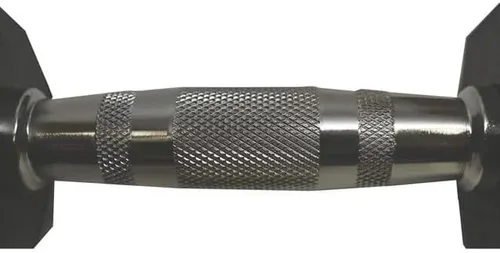Vista 5 de Barbell Rubber encased Hex Dumbbell Weights with Metal Handles for Strength Training, Full Body Workout. Sold as a Pairs