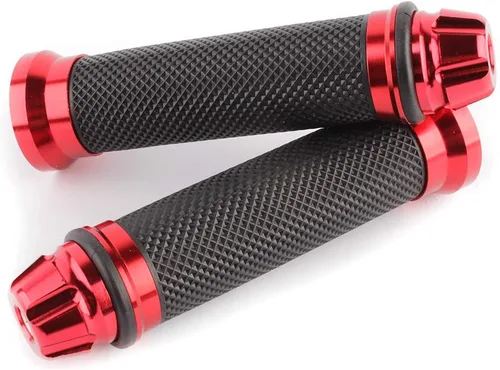 Vista 5 de Motorcycle 7/8" CNC Hand Grips Aluminum Rubber Gel Handlebar for Sport Bike(Red)