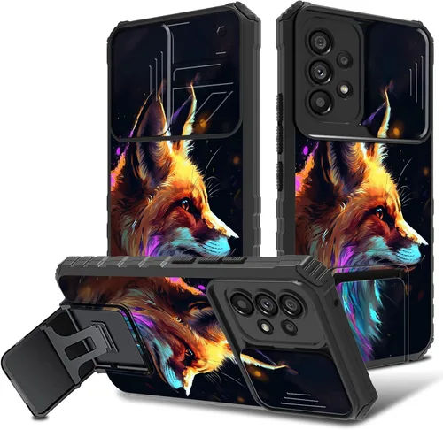Vista 14 de Funda para Samsung Galaxy A53 5G con funda para cámara y soporte de soporte, resistente, a prueba de golpes, TPU funda protectora para Samsung Flor