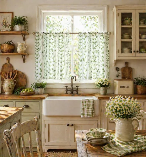 Vista 31 de BUHUA Cortinas pequeñas para ventana de 36 pulgadas de largo, 2 paneles, cortinas opacas con elegantes ramas de árbol plateadas, cortinas de bloqueo