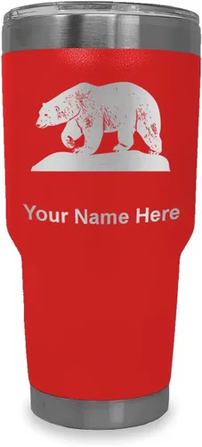 Vista 20 de LaserGram Vaso aislado al vacío de 20 onzas, oso polar, grabado personalizado incluido (negro)