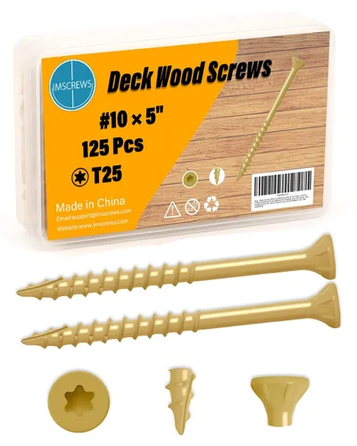 Vista 8 de Tornillos para cubierta #8 x 1-1/2 Pulgadas, Tornillos de madera para exterior, Cabeza de transmisión Torx plana, Rosca parcial, Acero de carbono