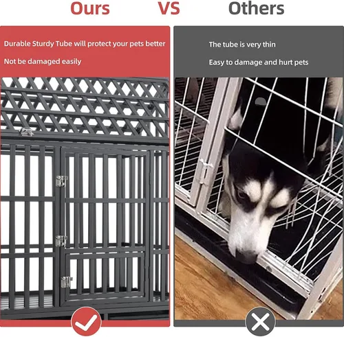 Vista 4 de Jaula grande para perros, jaula de hierro galvanizado resistente de 47 pulgadas para perros, muebles con puerta delantera, puerta superior y 4