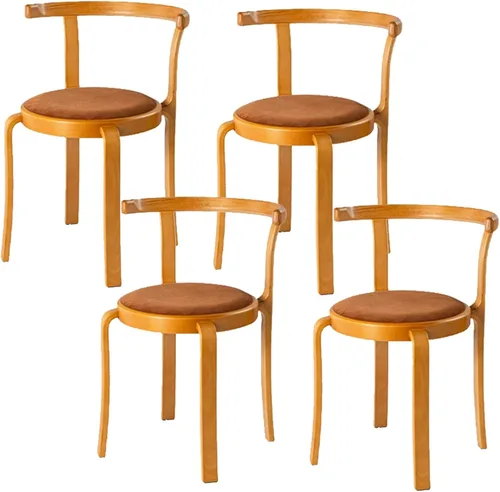 Vista 11 de Sillas de comedor de madera, silla de comedor tapizada, sillas de cocina apilables, asiento de tocador para comedor, sala de estudio, sala de estar