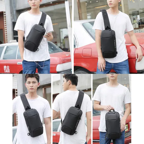 Vista 7 de ZUK - Mochila estilo bandolera antirrobo impermeable con puerto de carga USB ligera informal