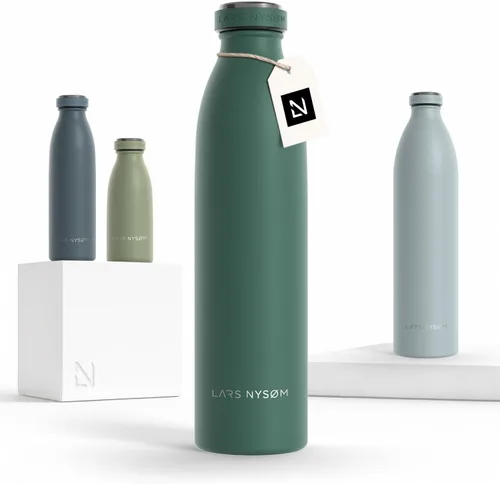 Vista 83 de LARS NYSØM Botella de agua aislada de acero inoxidable de 12 onzas, 17 onzas, 25 onzas, 34 onzas, 51 onzas, frasco térmico aislado para bebidas