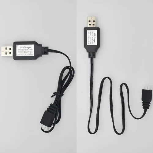 Vista 3 de Cable cargador USB con conector XH-3P para coche SCX24 RC, coche de control remoto Holyton, 2S 7.4V LiPo batería RC coche, Rock Crawler FPV Drone