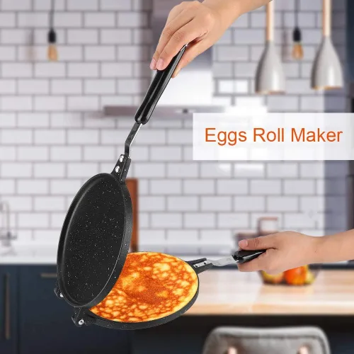 Vista 3 de Máquina de rollos de huevos, de aluminio para el hogar, forma redonda, waffle, para hornear, helado, panqueques, waffle, cono, para cocina