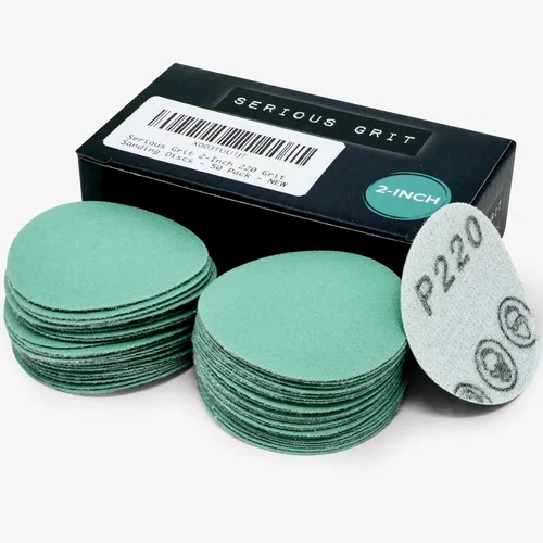 Vista 10 de Serious Grit - Discos de lijado de grano 80 de 2 pulgadas - Discos de película de gancho y bucle de alta resistencia - Papel de lija para torneado