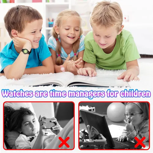 Vista 4 de Reloj analógico para niños, resistente al agua, para enseñar el tiempo, para niños y niñas, correa suave para aprender