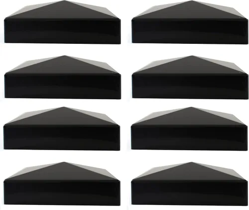 Vista 27 de Tapa para poste de valla de vinilo piramidal de plástico de 5 x 5 (5.000 in x 5.000 in), color negro o blanco, múltiples cantidades para postes