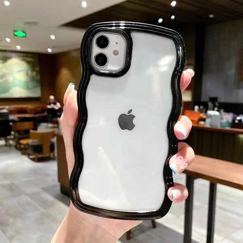 Vista 7 de QLTYPRI Funda compatible con iPhone 7/8/SE, bonita funda transparente con marco ondulado rizado para niñas y mujeres, funda protectora de TPU